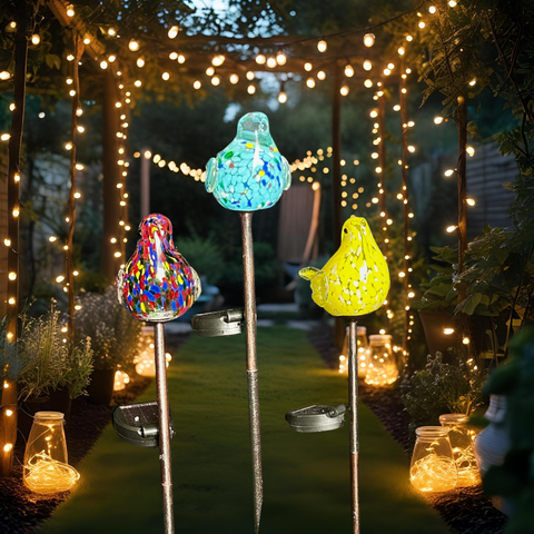 Glass Bird Solar Sculptures
