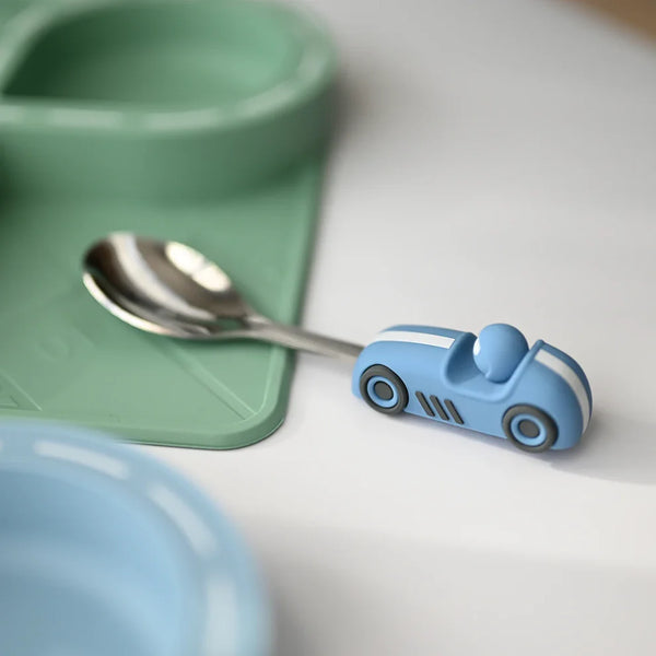 Children's Cutlery Set -Powder Blue Race Car