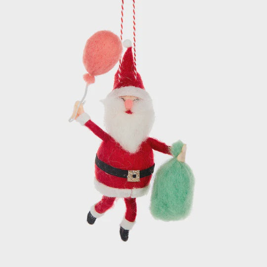 Wool Santa with balloon