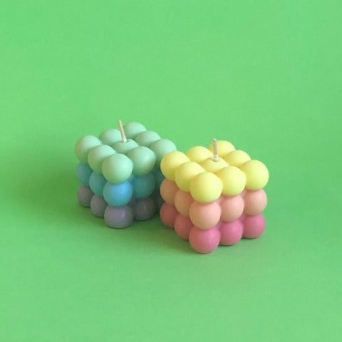 Tri Colour Bubble Cube - Scented Pillar Candle